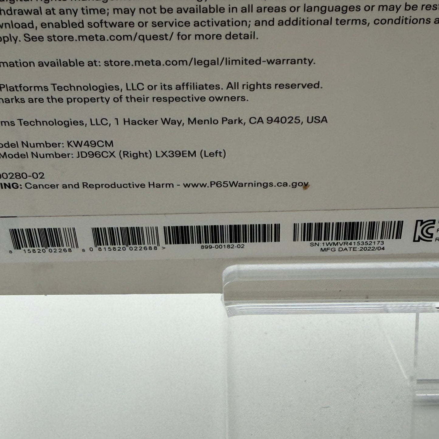 Meta Oculus Quest 2 128GB Virtual Reality Headset - White