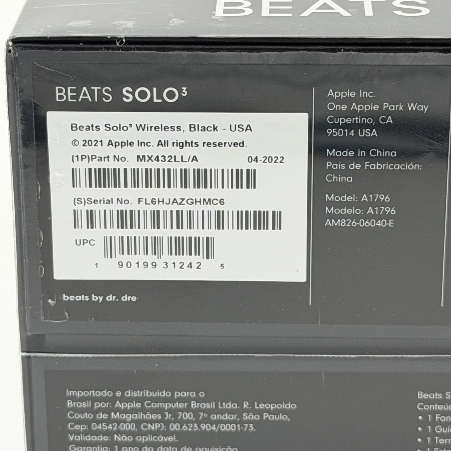 Beats Solo 3 Wireless Headphones Black In Box