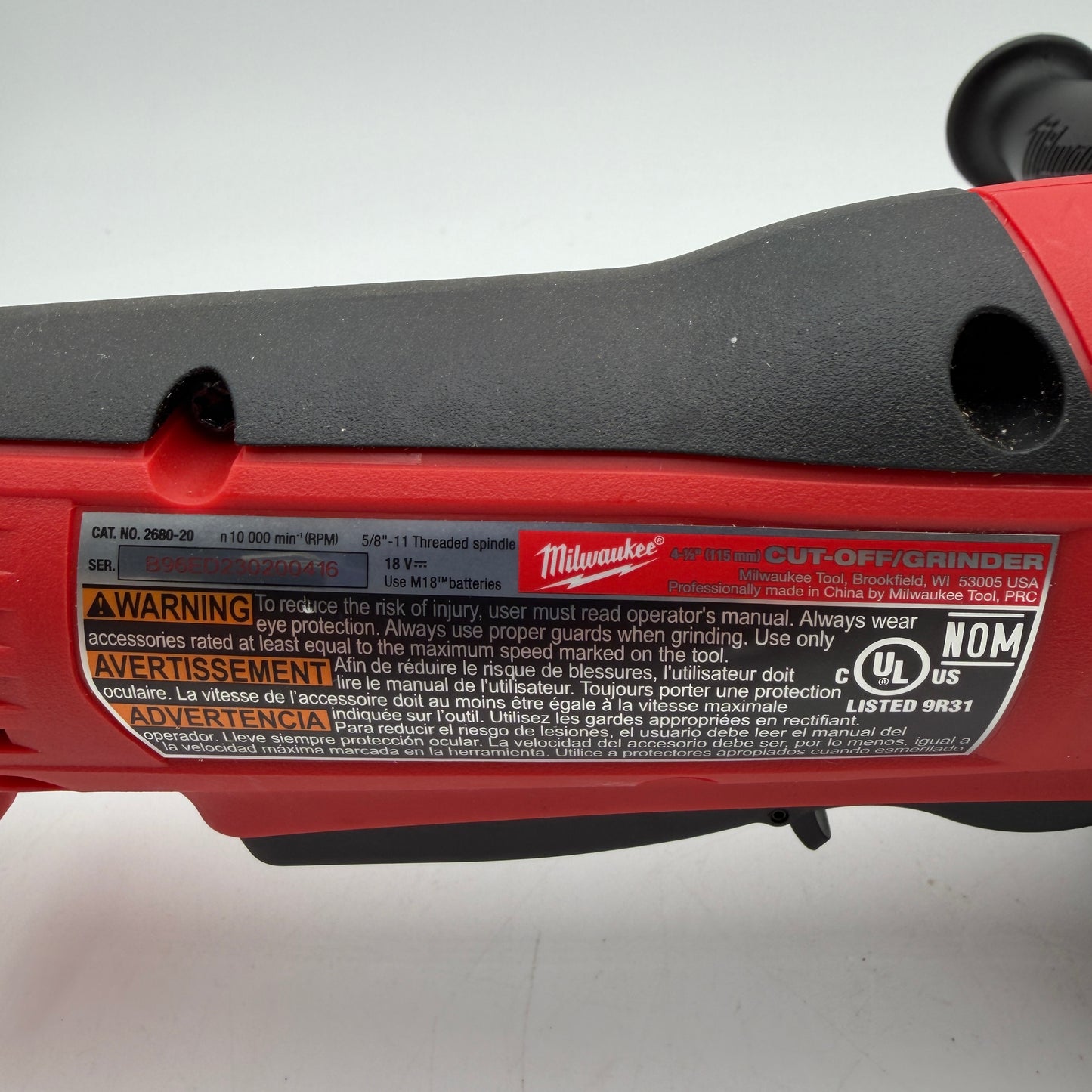Milwaukee Tool 2686-20 M18 Brushless 4-1/2" / 5" Cut-Off Grinder Red Used