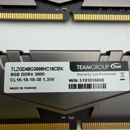 TeamGroup T-Force Vulcan Z DDR4 3000 16GB (2x8GB) DIMM XMP Memory Kit Gray