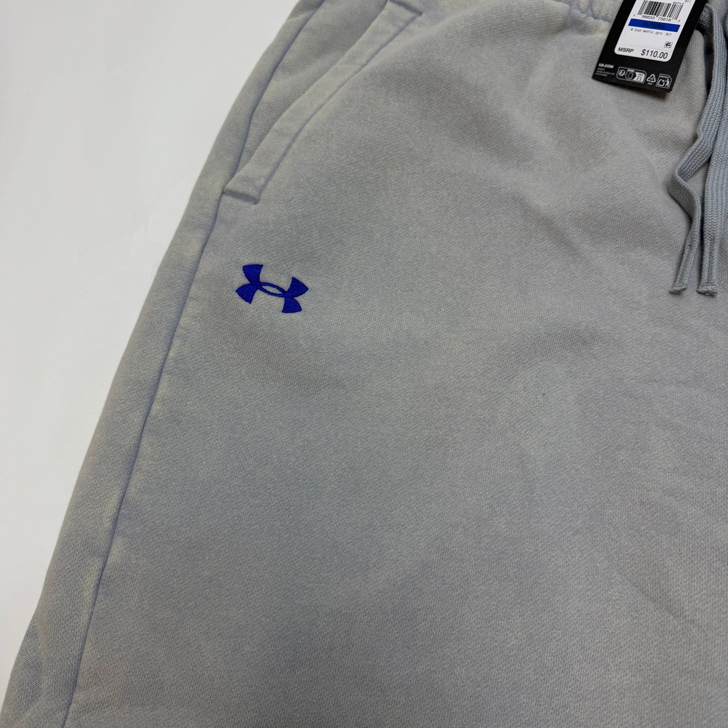 Under Armour Icon Men's Joggers XL Gray Star Patch Chenille Fleece Oversized