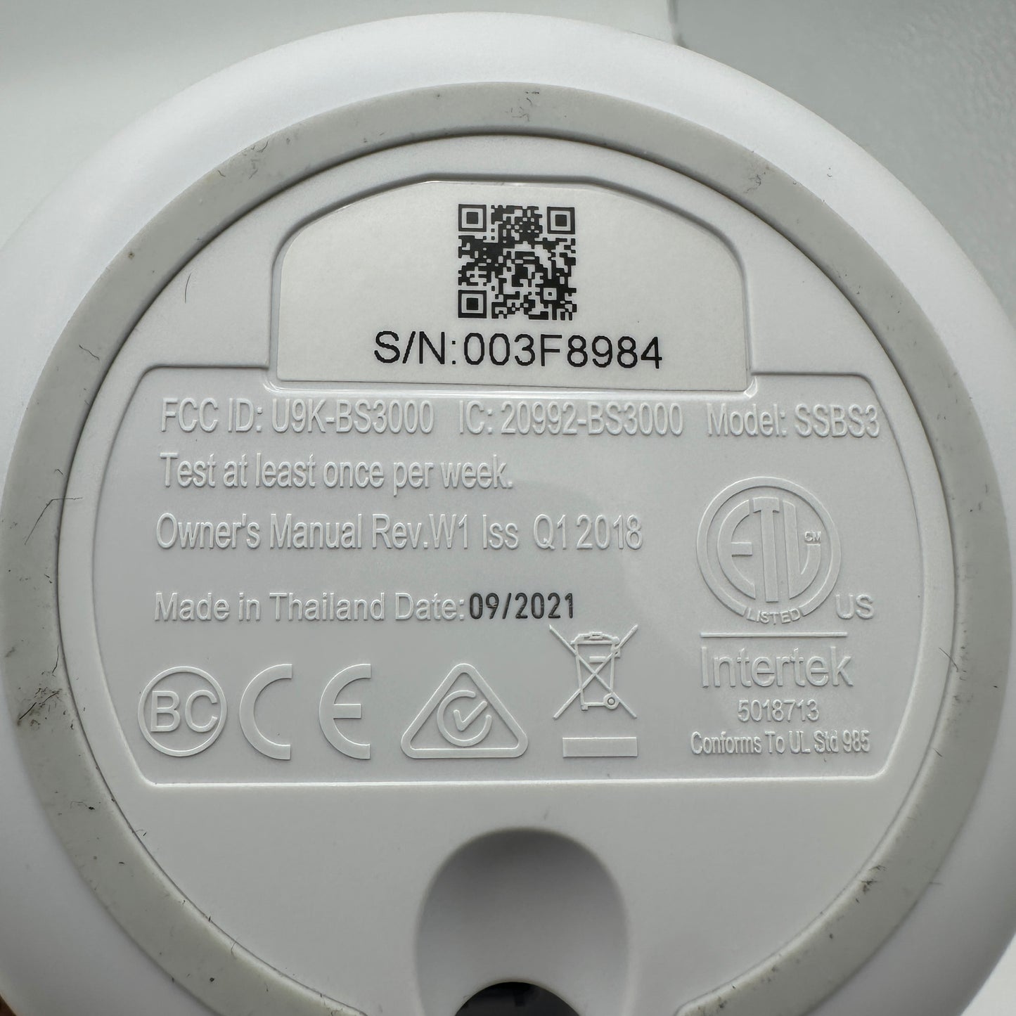 SimpliSafe Base Station SSBS3 Security Sensor