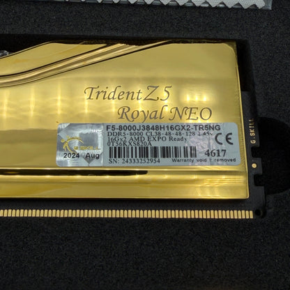 G.SKILL Trident Z5 Royal Neo Series 32GB (2 x 16GB) DDR5 8000 PC RAM - Gold, Used With Box