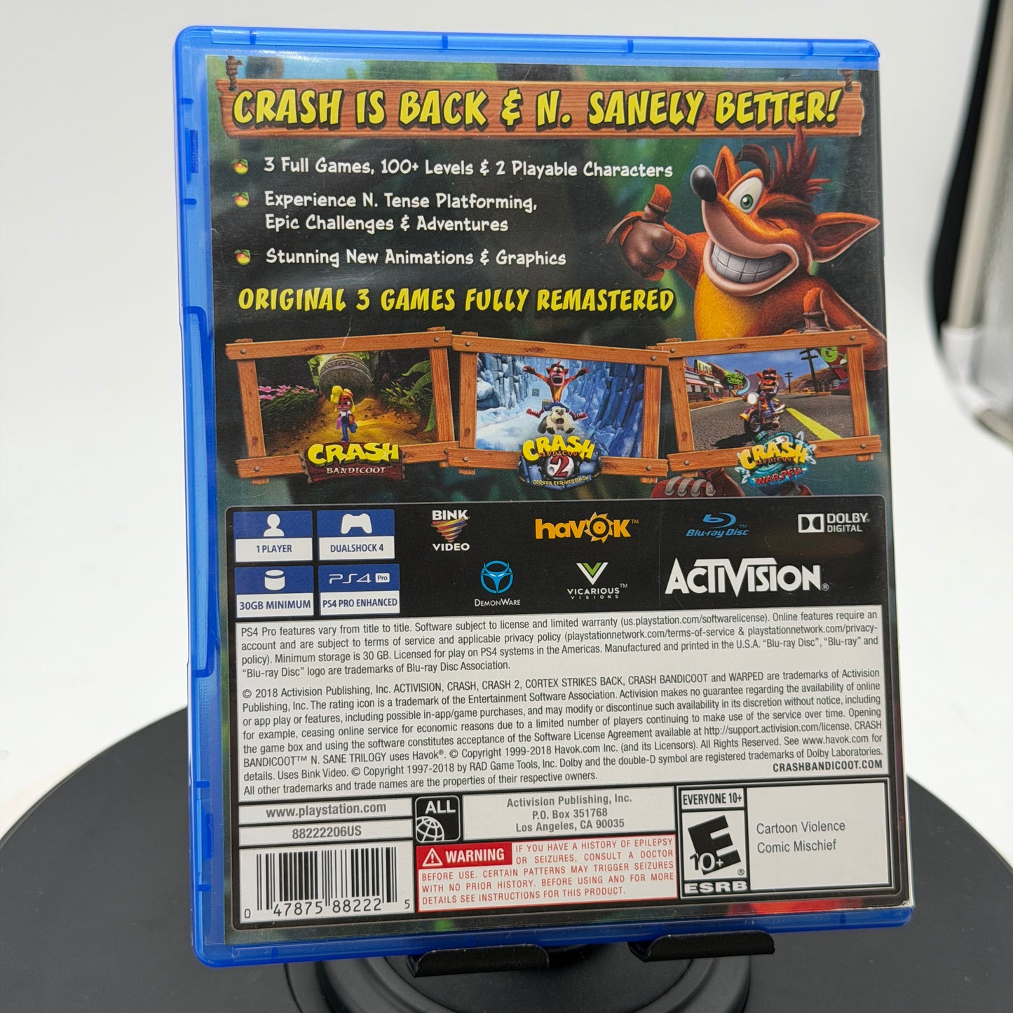 Crash Bandicoot N. Sane Trilogy for PlayStation Version, Used with Box