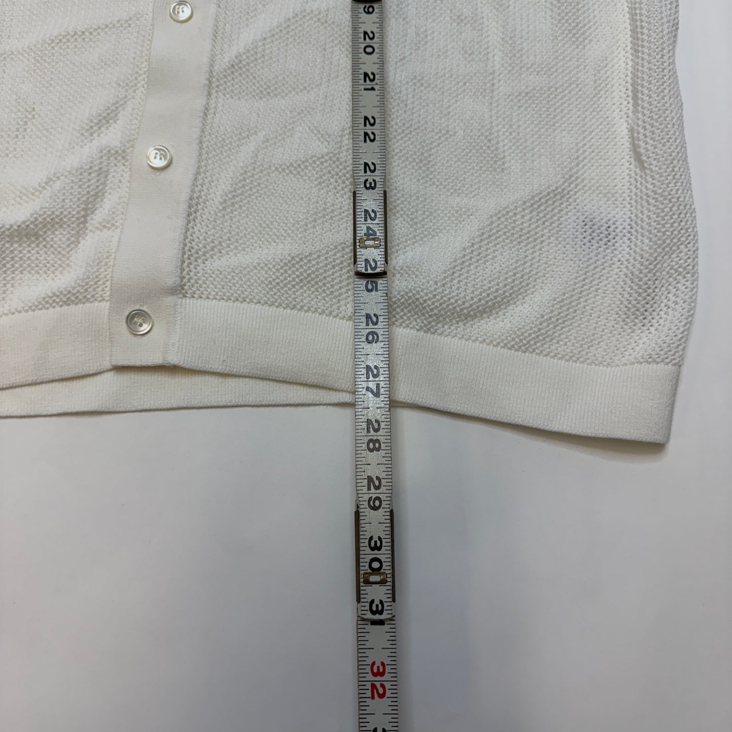 Onia Men's Open Knit Polo Shirt White XL Short Sleeve Button Front