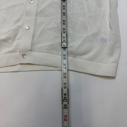 Onia Men's Open Knit Polo Shirt White XL Short Sleeve Button Front