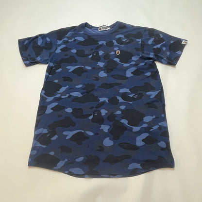 A Bathing Ape Mens Camo Short Sleeve Shirt XL Blue Multi-Colored Used