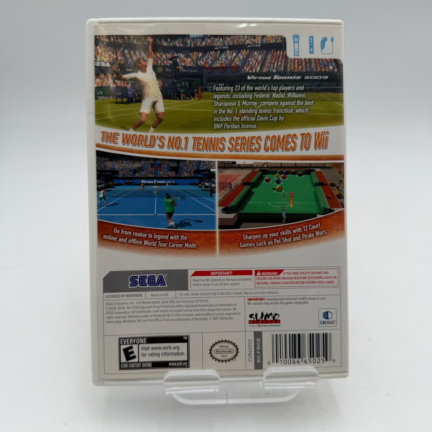 Wii Virtua Tennis 2009 Video Game Complete with Box