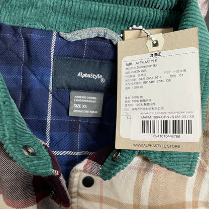 AlphaStyle Dubhe Patchwork Shirt - Green mafm-1004-grn