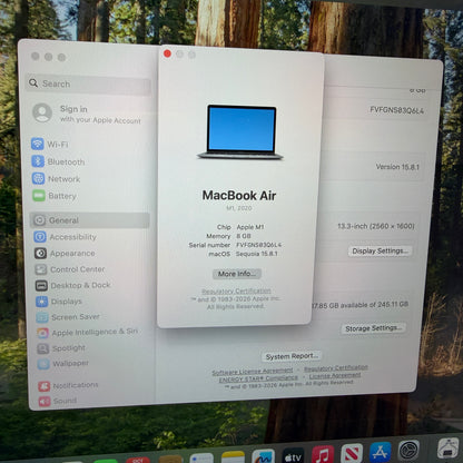 Apple MacBook Air 13" M1 A2337 2020 8GB 256GB Used 93% BH