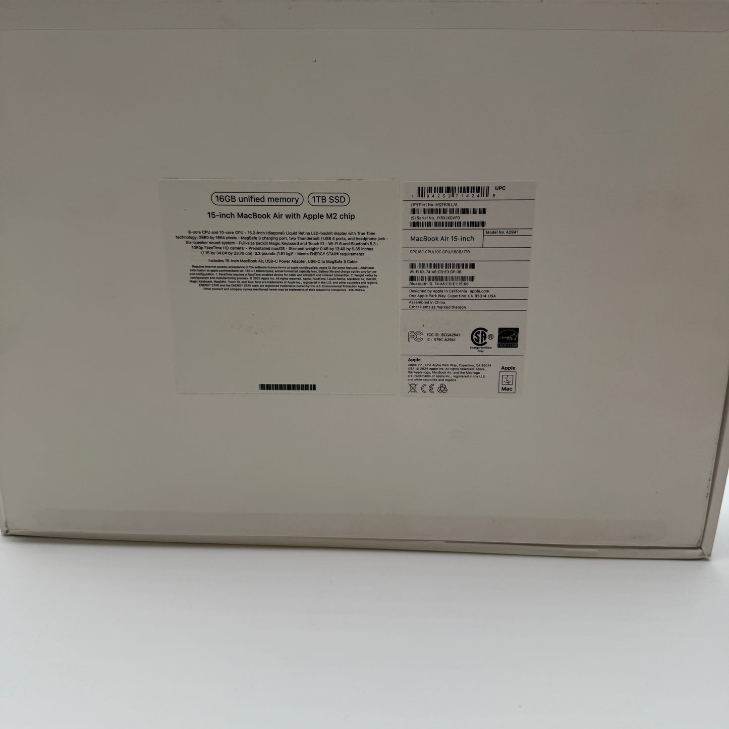 Apple MacBook Air 15" A2941 (2023, 1TB, M2, 16GB) - Gray