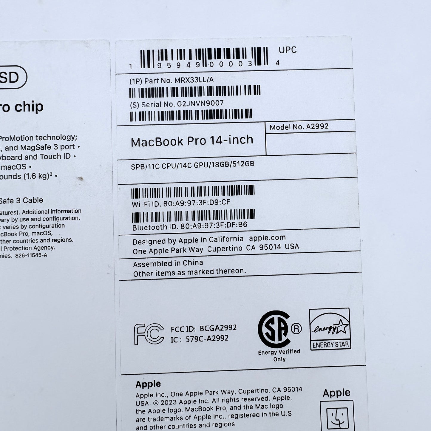 Apple MacBook Pro 14" A2992 2024 M3 Pro 18GB 512GB