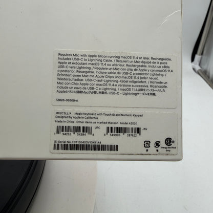 Apple Magic Keyboard with Touch ID and Numeric Keypad A2520 MK2C3LL/A White