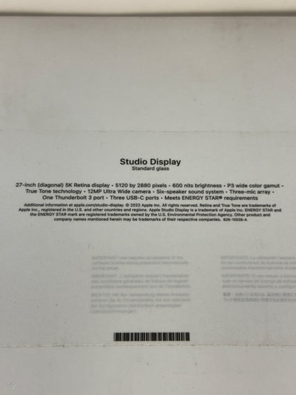 Apple Studio Display Standard Glass 27 inch 5K UHD 16:9 A2525 MKOU3LL/A  With Box