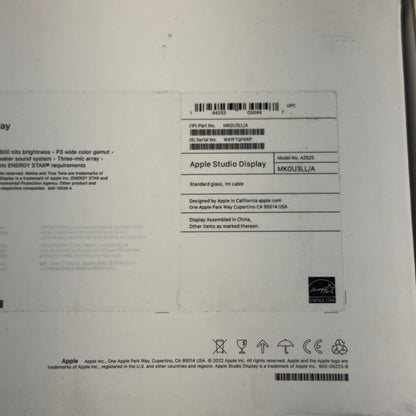 Apple Studio Display Standard Glass 27 inch 5K UHD 16:9 A2525 MKOU3LL/A  With Box