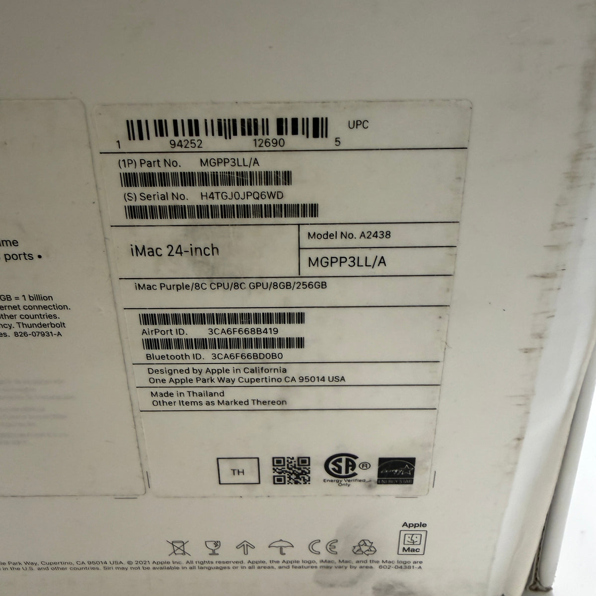Apple iMac 24" M1 A2438 2021 Desktop Computer - Purple