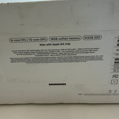 Apple iMac 24" M3 A2873 16GB 512GB SSD Blue Used With Box