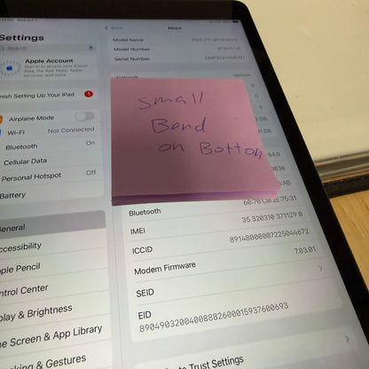 Apple iPad 7th Gen A2200 32GB WiFi + Cellular Unlocked Tablet Space Grey