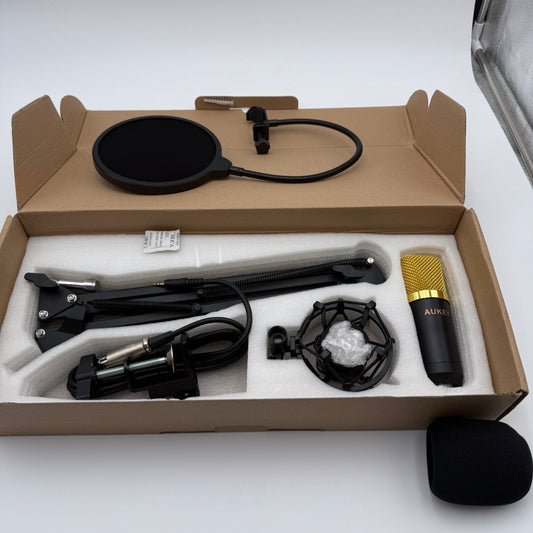 Aukey Studio Condenser Microphone KIT GD-D1 For Streamers and Singers - Used with Box - Black