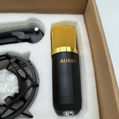 Aukey Studio Condenser Microphone KIT GD-D1 For Streamers and Singers - Used with Box - Black