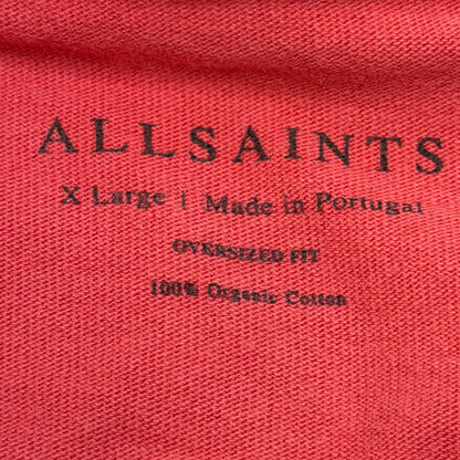 AllSaints Underground Tee Men's XL Oversized Cotton T-Shirt Coral