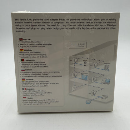 Tenda 200Mbps Powerline Mini Adapter Kit - Networking - White - New In Box
