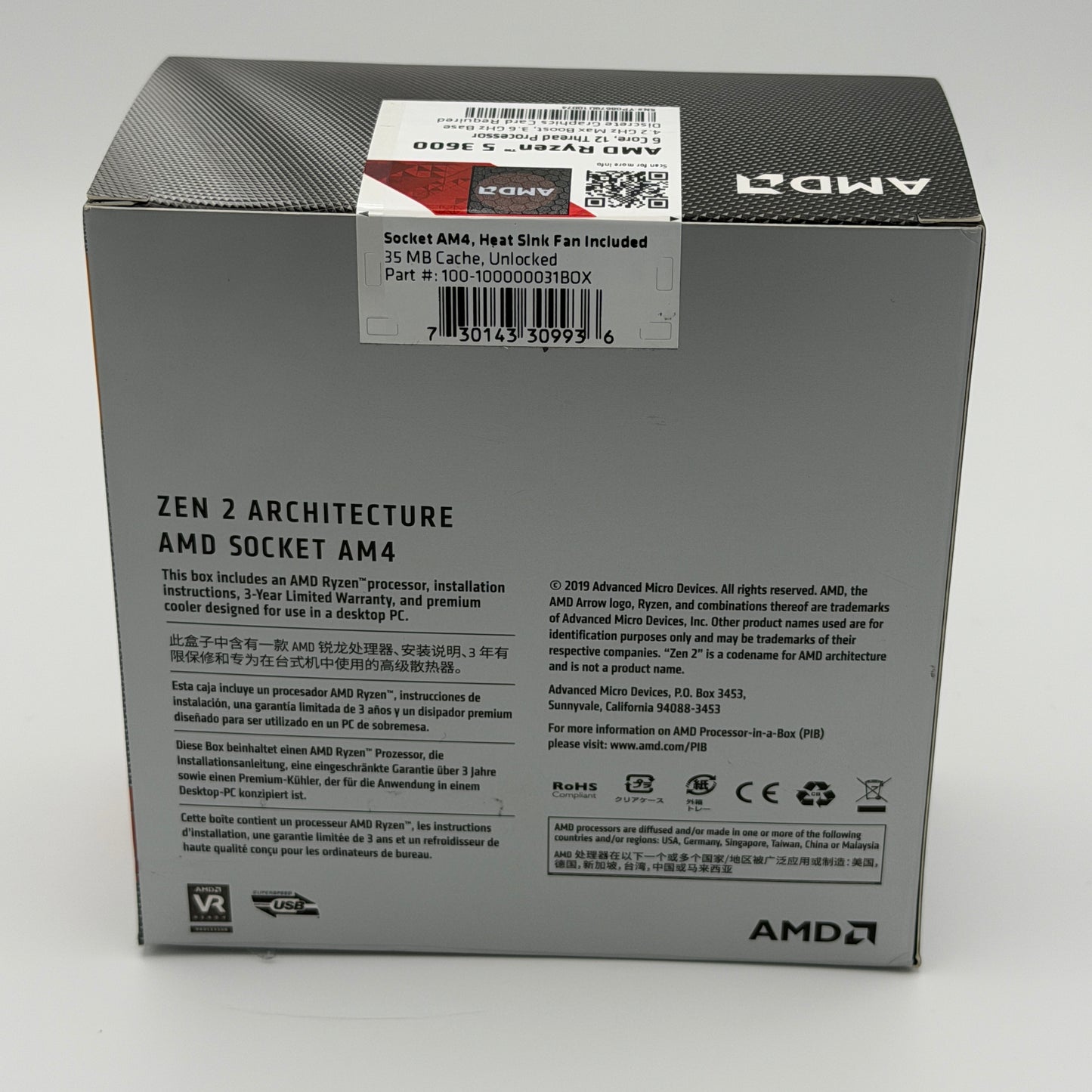 AMD Ryzen 5 3600 - New Open Box - Silver