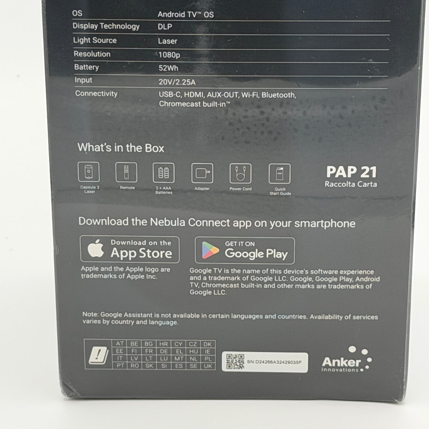 Nebula Capsule 3 Laser Projector New In Box