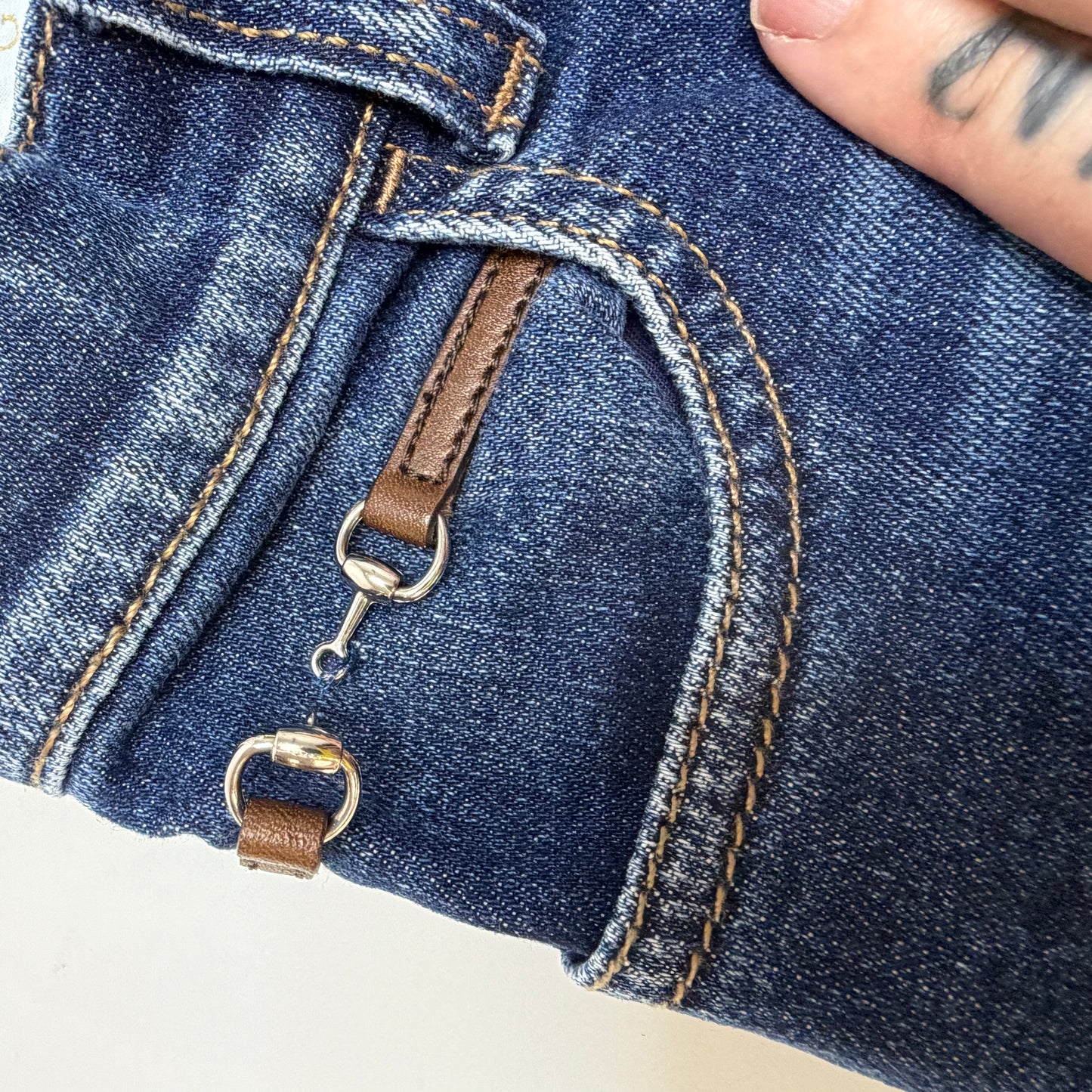 Gucci Kids Girls Dark Wash Blue Denim Skinny Jeans, Size 6