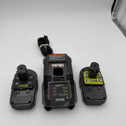 Ryobi ONE+ Battery Charger and 2 Battery Lot - Green