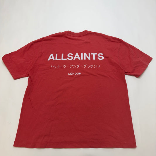 AllSaints Underground Tee Men's XL Oversized Cotton T-Shirt Coral