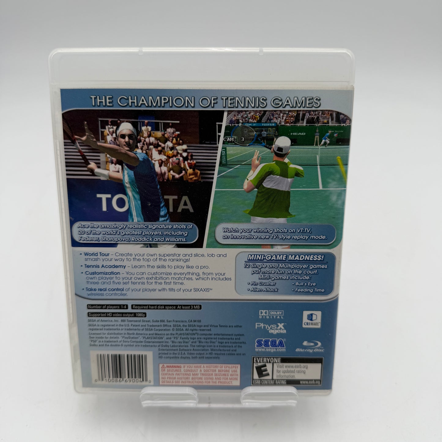 Playstation 3 Virtua Tennis 3 Video Game with Box