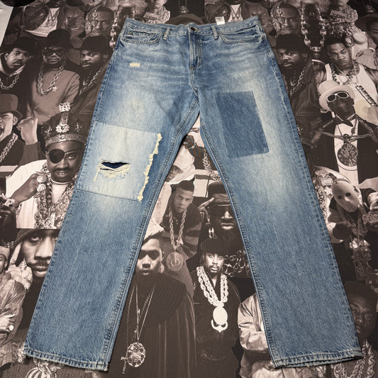 Banana RePublic Straight Leg Old Guy Wash Jeans 36 x 32 Distressed