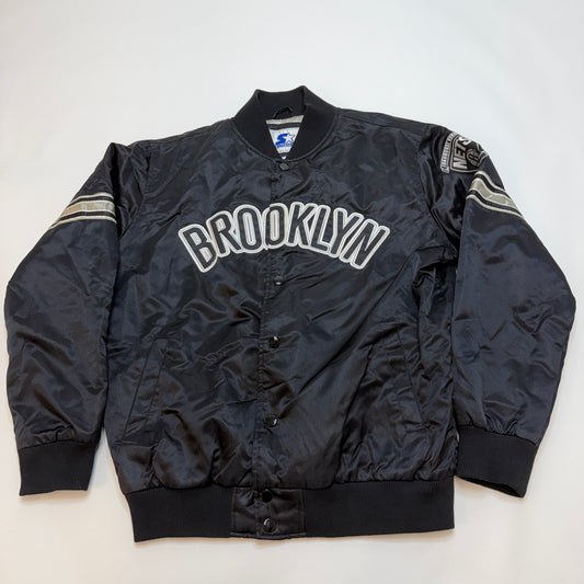 Starter Brooklyn Nets Inaugural Season Satin Jacket Size XL Black Used