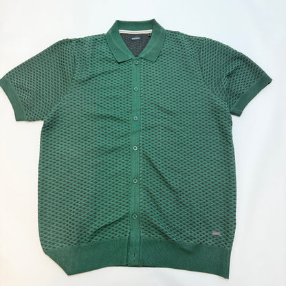 Buffalo David Bitton Knit Short Sleeve Button Down Shirt Green XL Used