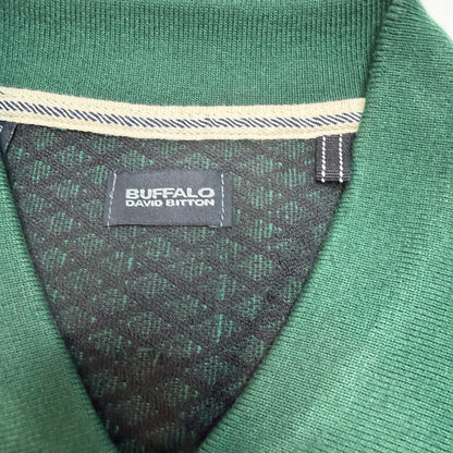 Buffalo David Bitton Knit Short Sleeve Button Down Shirt Green XL Used