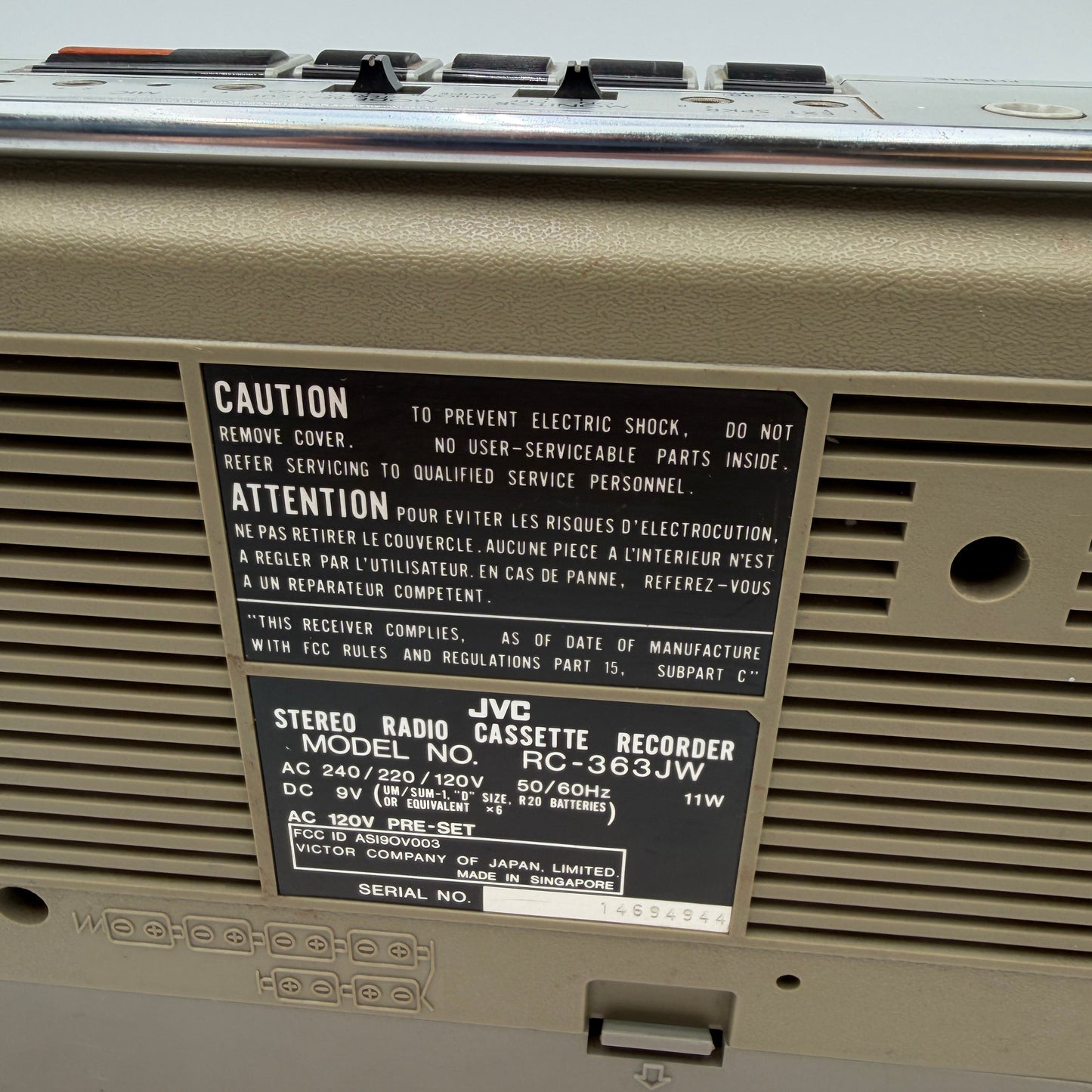 JVC Stereo Radio Cassette Recorder RC-363JW UNTESTED