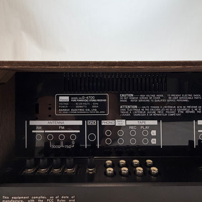 Sansui Vintage G-4700 AM/FM Pure Power DC Stereo Receiver Brown TESTED READ