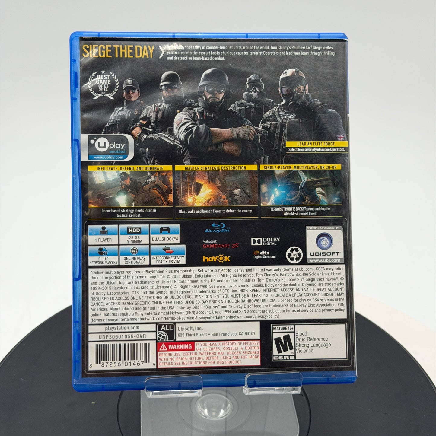 PlayStation 4 Rainbow Six Siege Video Game Used With Box