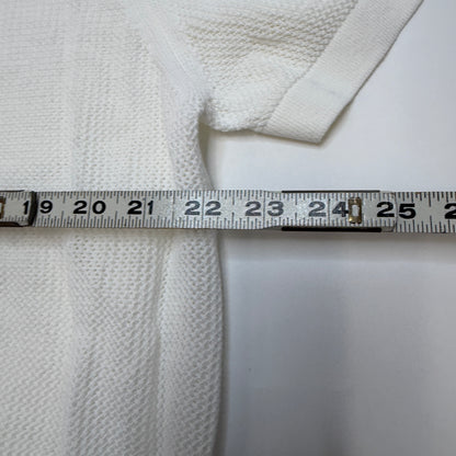 Onia Men's Open Knit Polo Shirt White XL Short Sleeve Button Front