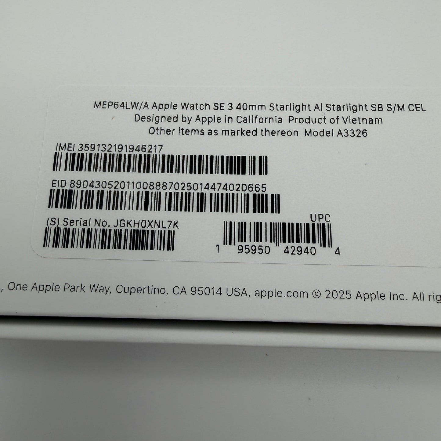 Apple Watch SE 3 Cellular A3326 2025 40mm Gold Starlight GPS + Cellular