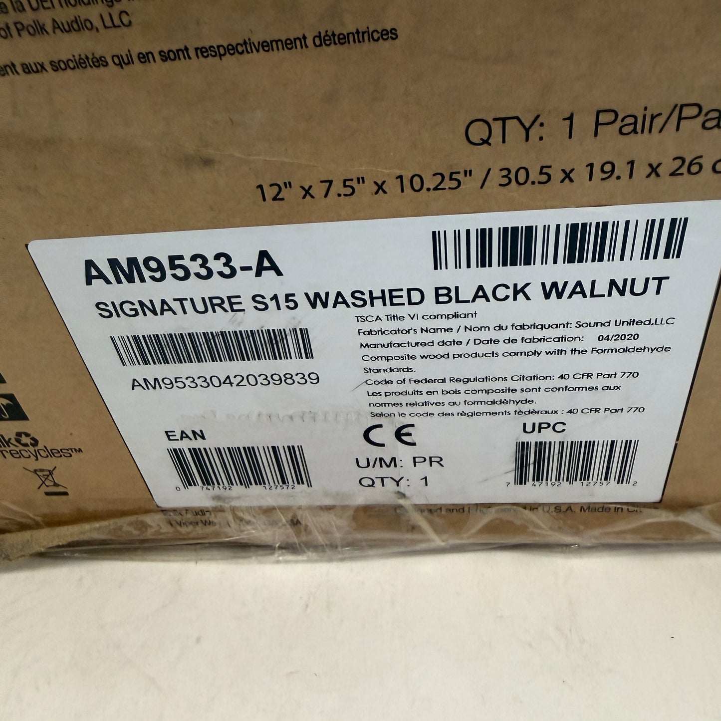 Polk Audio Signature S15 Bookshelf Speaker Washed Black Walnut New In Box