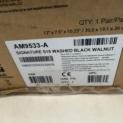 Polk Audio Signature S15 Bookshelf Speaker Washed Black Walnut New In Box