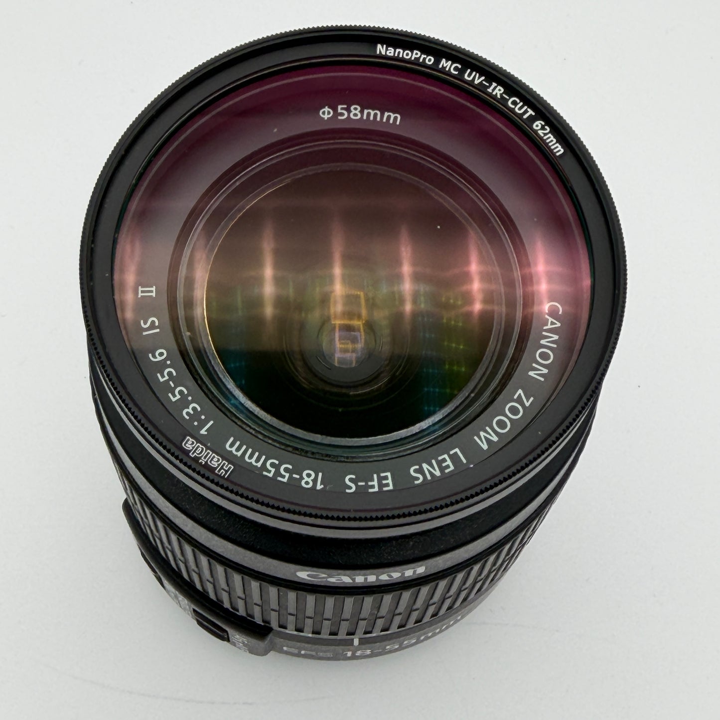 Canon EF-S 18-55mm f3.5-5.6 II Standard Zoom Lens Black Used A w/ Filter