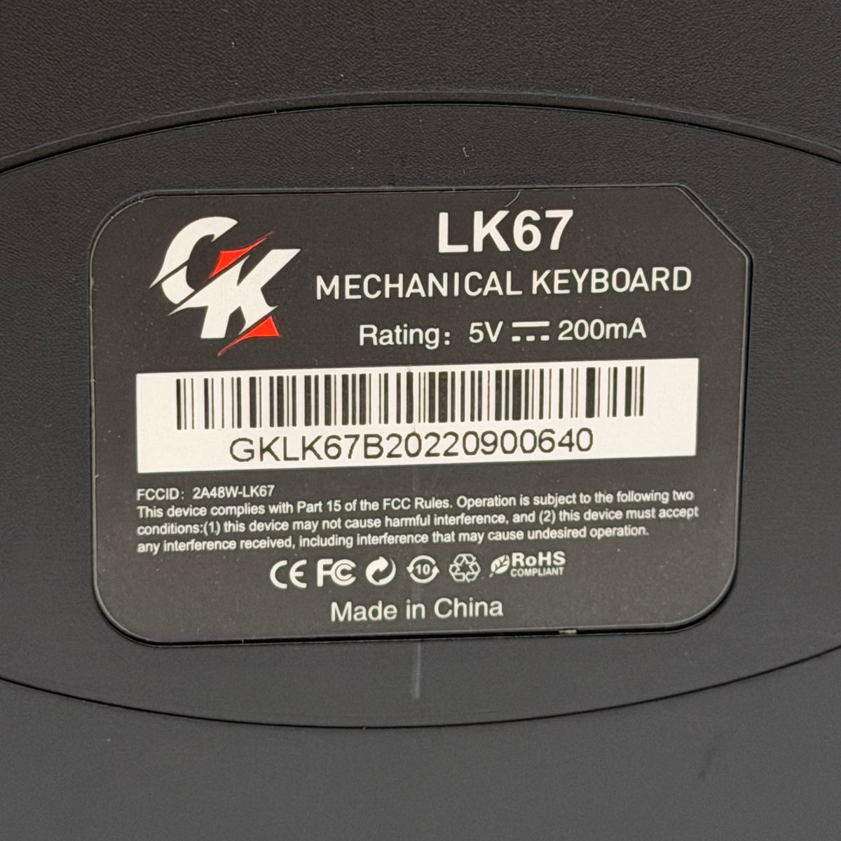 CK Gamakay LK67 Mechanical Keyboard with Gateron Red Switches