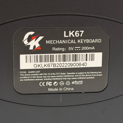 CK Gamakay LK67 Mechanical Keyboard with Gateron Red Switches