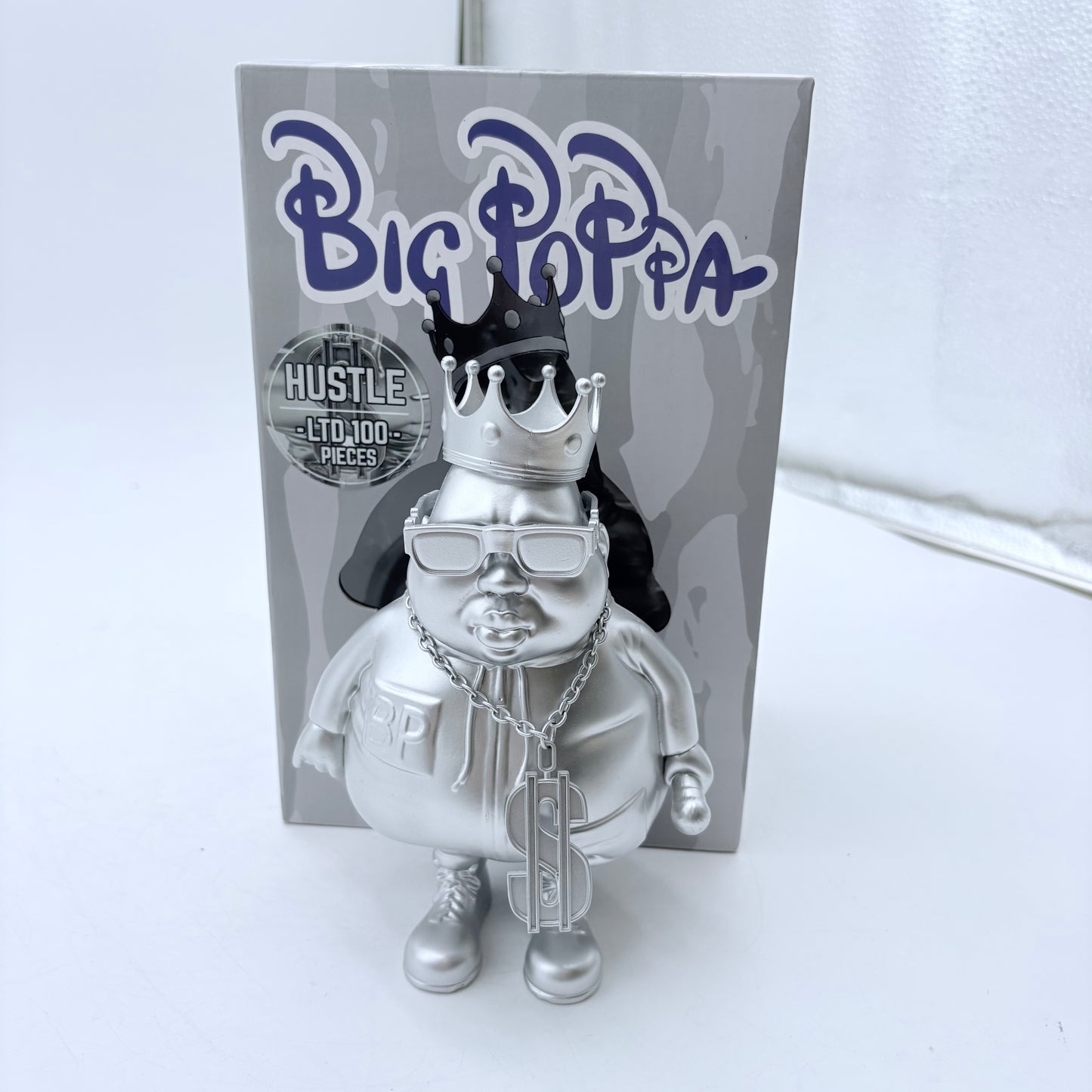 Clutter Studios Big Poppa Hustle Silver Ltd 100 Vinyl Figure by Ron English