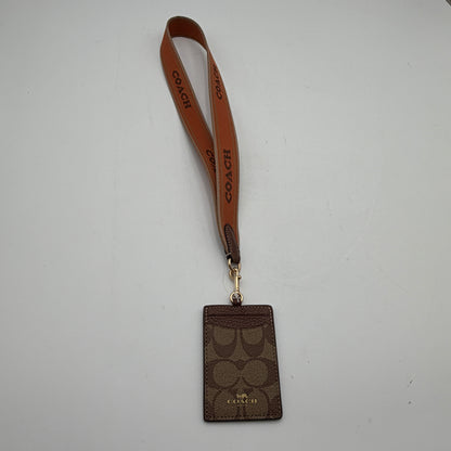 Coach Signature C Wide Neck Strap ID & Card Holder Lanyard Brown NWOT