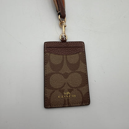 Coach Signature C Wide Neck Strap ID & Card Holder Lanyard Brown NWOT