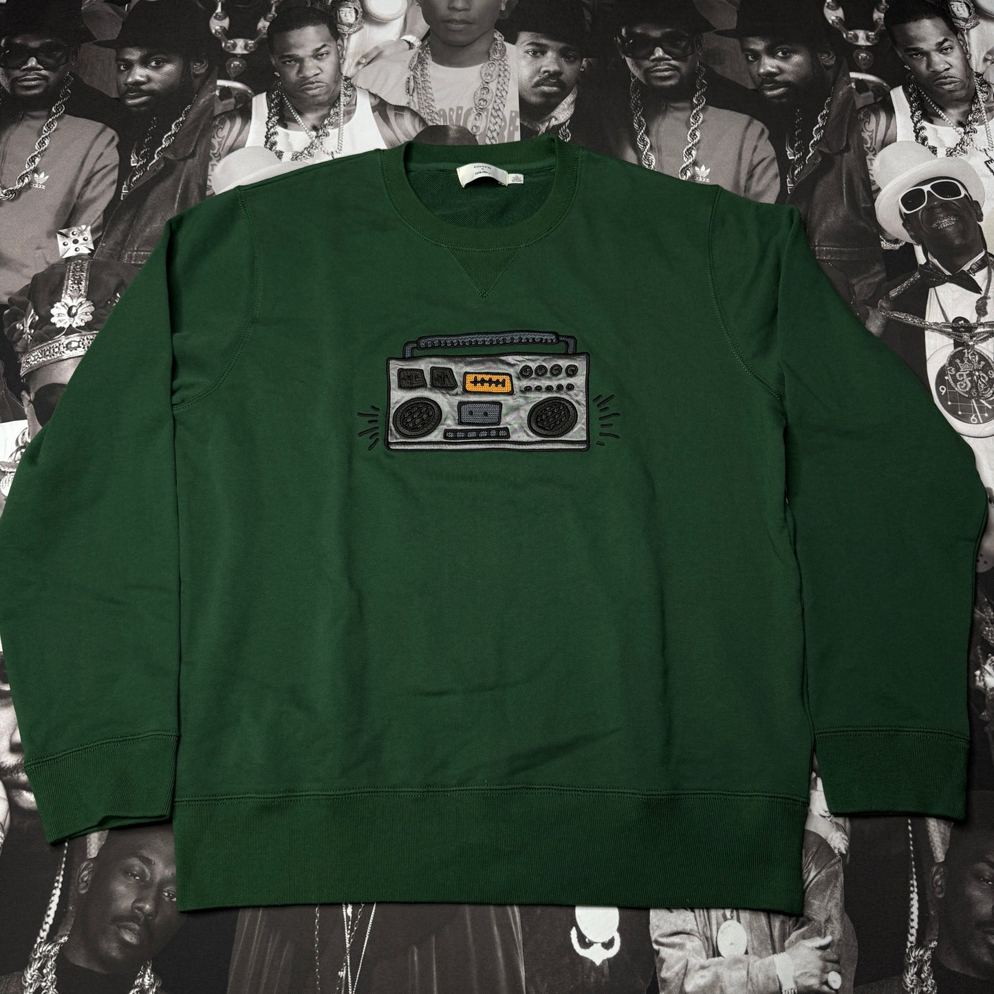 Coach X Keith Haring Boombox Embroidered Sweatshirt XL Green